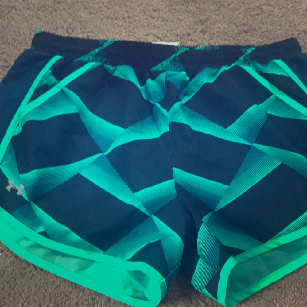 Under armour running shorts with lined underwear.